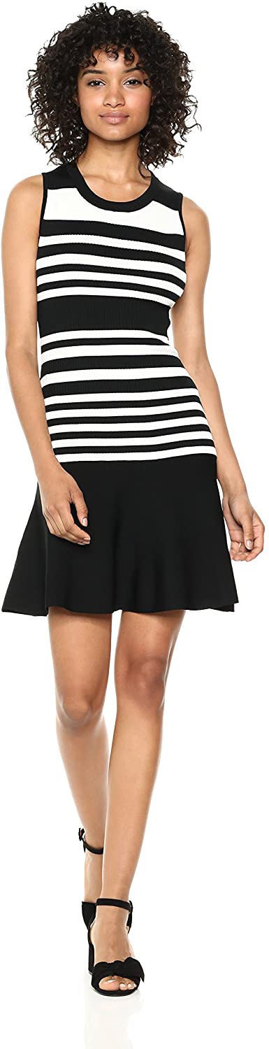 Parker Womens Penny Striped Sleeveless Flounce Dress