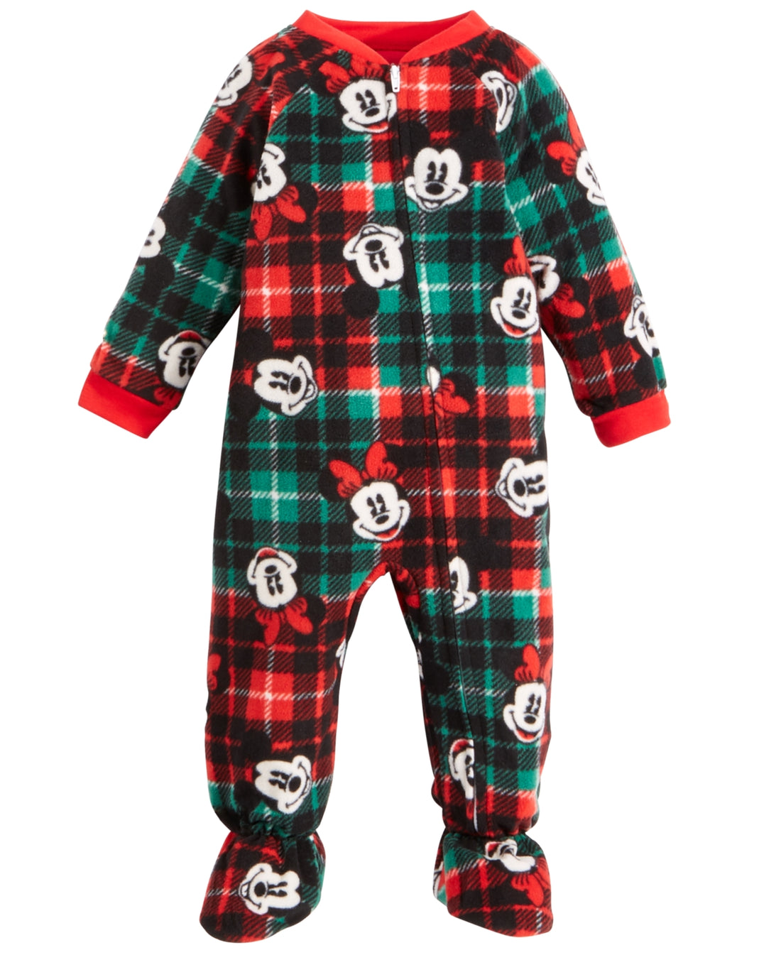 Ame Infant Boys Fleece Mickey And Minnie Mouse Footed Pajama