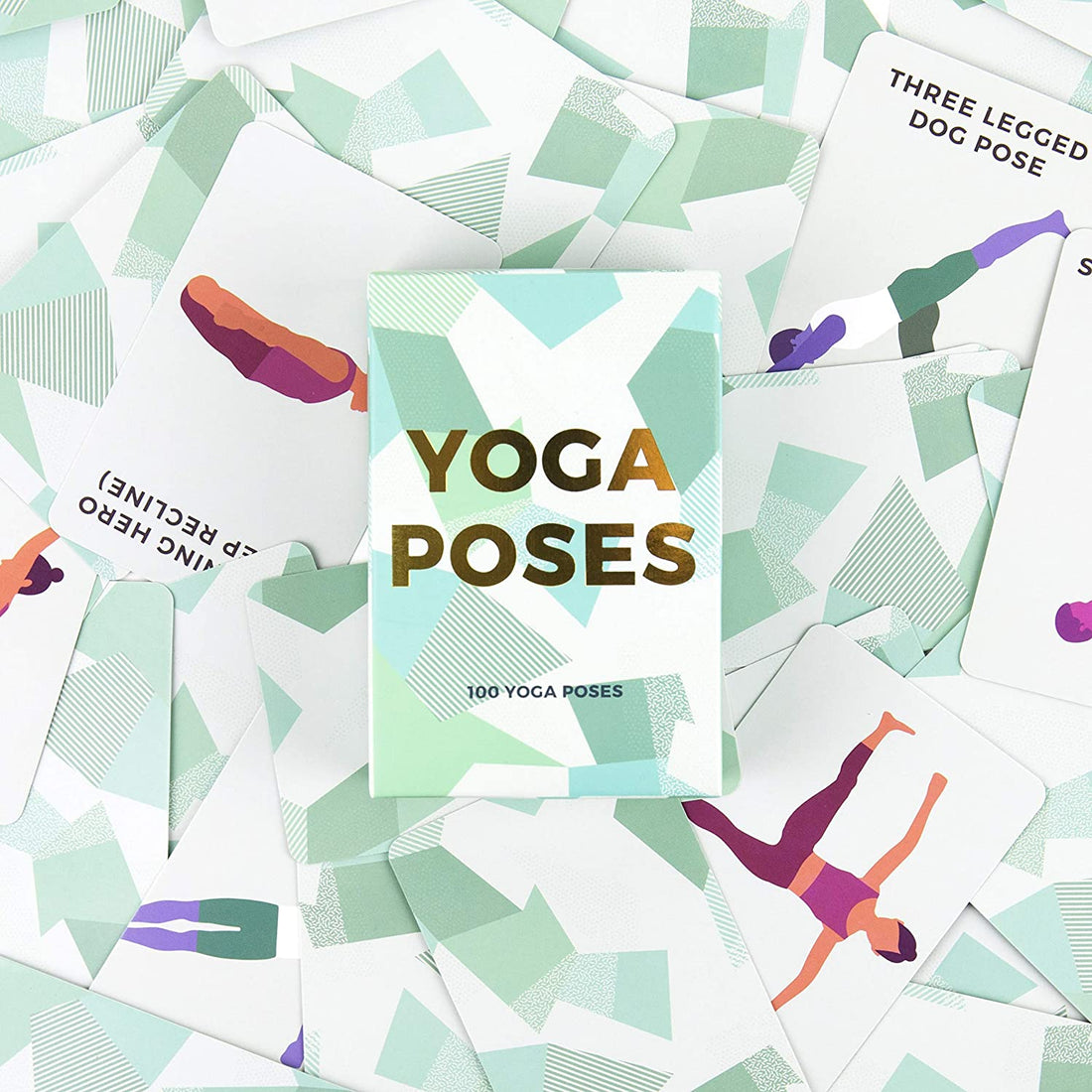 Gift Republic Unisex Yoga Poses Activity Cards 100 Cards Color Green