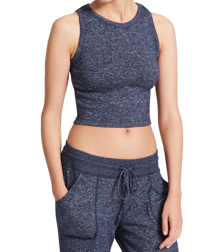 DKNY Womens Sport Cropped Melange Tank Top